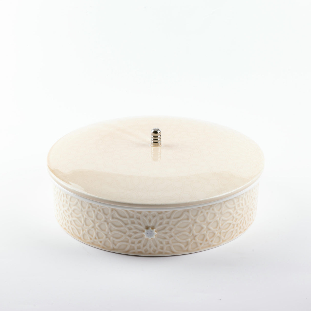 Asala - Large Decorative Canister - Beige & Silver