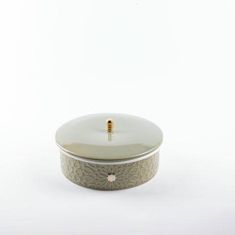 Asala - Medium Decorative Canister - Olive Green & Gold