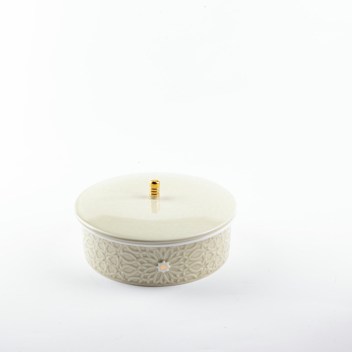 Asala - Medium Decorative Canister - Beige & Gold