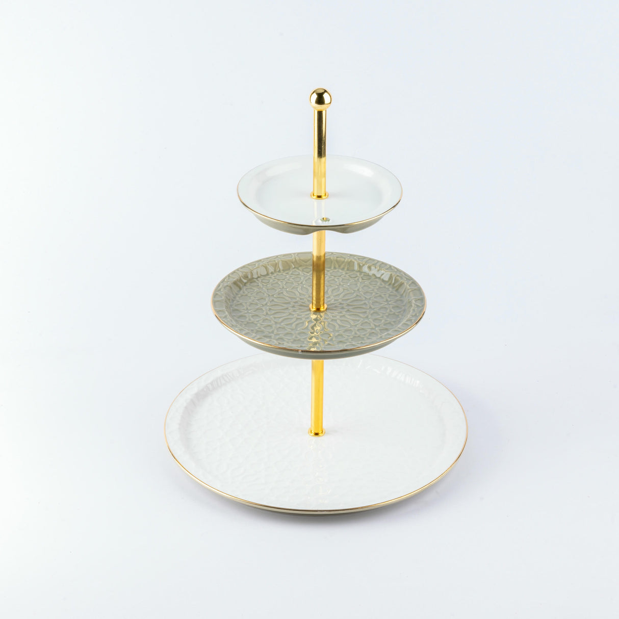 Asala - 3 Tier Plate - Olive Green & Gold