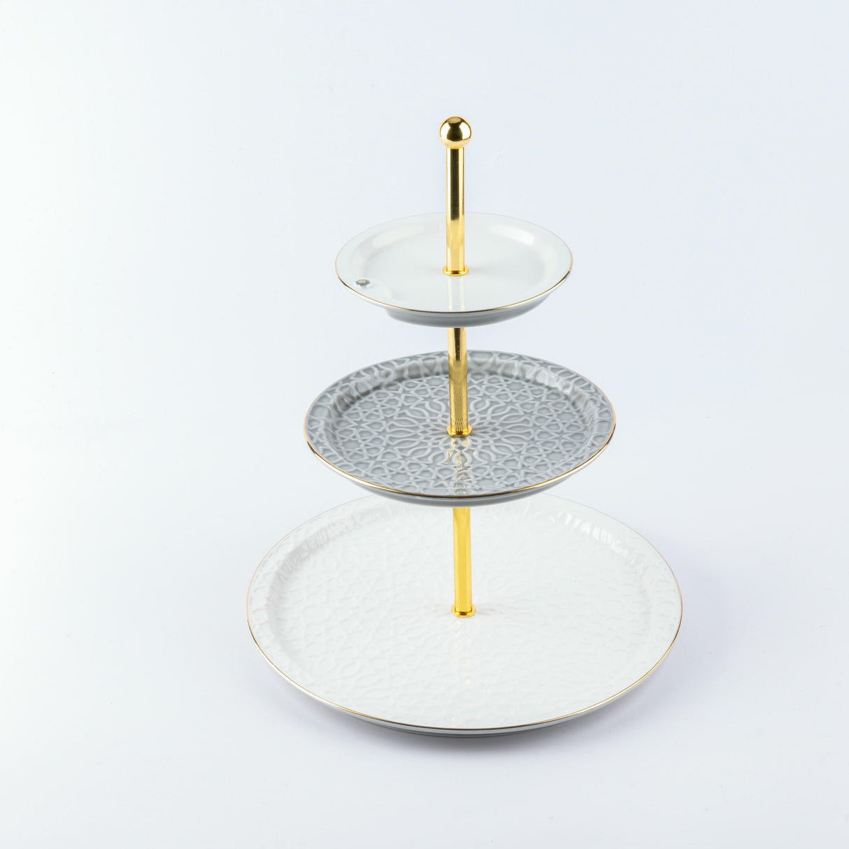 Asala - 3 Tier Plate - Grey & Gold