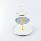 Asala - 3 Tier Plate - Grey & Gold