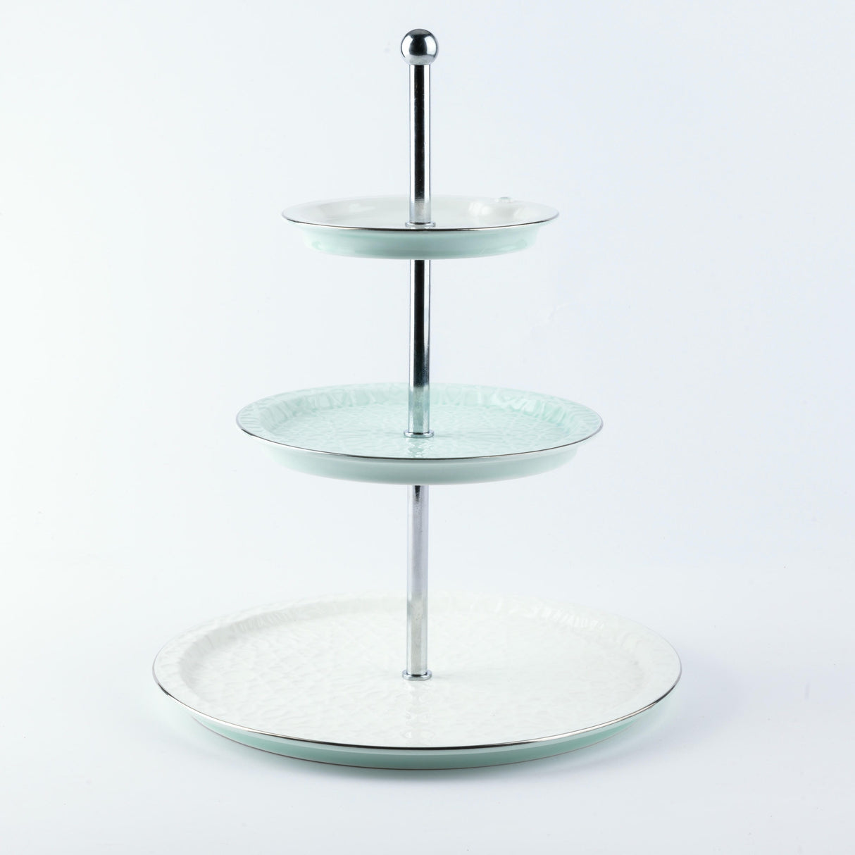 Asala - 3 Tier Plate - Teal & Silver