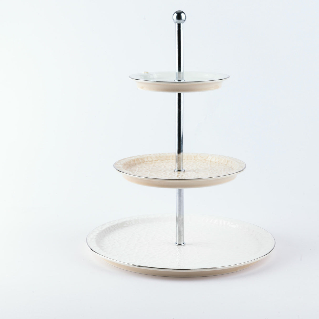 Asala - 3 Tier Plate - Beige & Silver