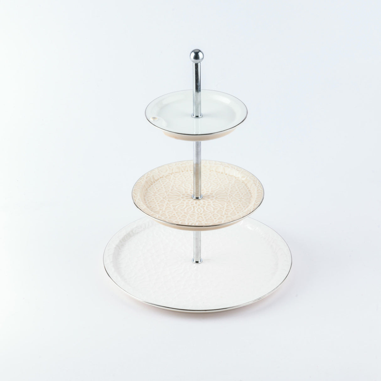 Asala - 3 Tier Plate - Beige & Silver