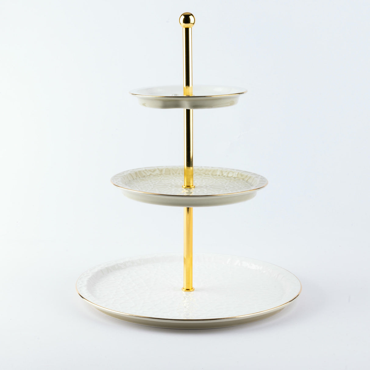 Asala - 3 Tier Plate- Beige & Gold