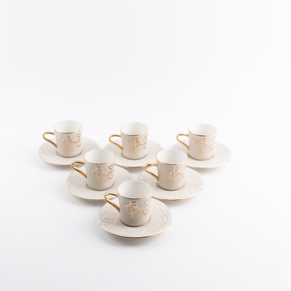 Jiwar -  Esspresso/Turkish Coffee Set (12-Pc) - Beige & Gold