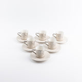 Jiwar - Esspresso/Turkish Coffee Set (12-Pc)- Beige & Silver