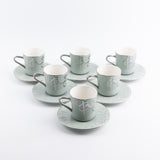 Jiwar - Cappuccino Set (12-Pc) - Green mint & Silver