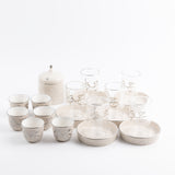 Jiwar - Tea Set (19-Pc) - Beige & Silver