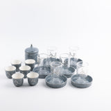 Jiwar - Tea Set (19-Pc) - Haze Blue & Silver