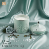 Jiwar -  Large Candle| Sea Rose - Mint Green & Silver