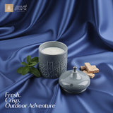 Jiwar -  Large Candle| Minty Wood - Haze Blue & Silver