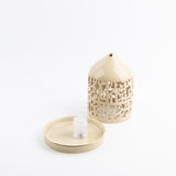 Jiwar - Medium Lantern Candle Holder - Ivory & Gold