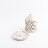 Jiwar - Medium Lantern Candle Holder - Beige & Silver