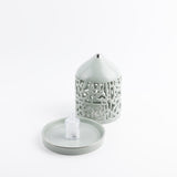 Jiwar - Medium Lantern Candle Holder - Green mint & Silver