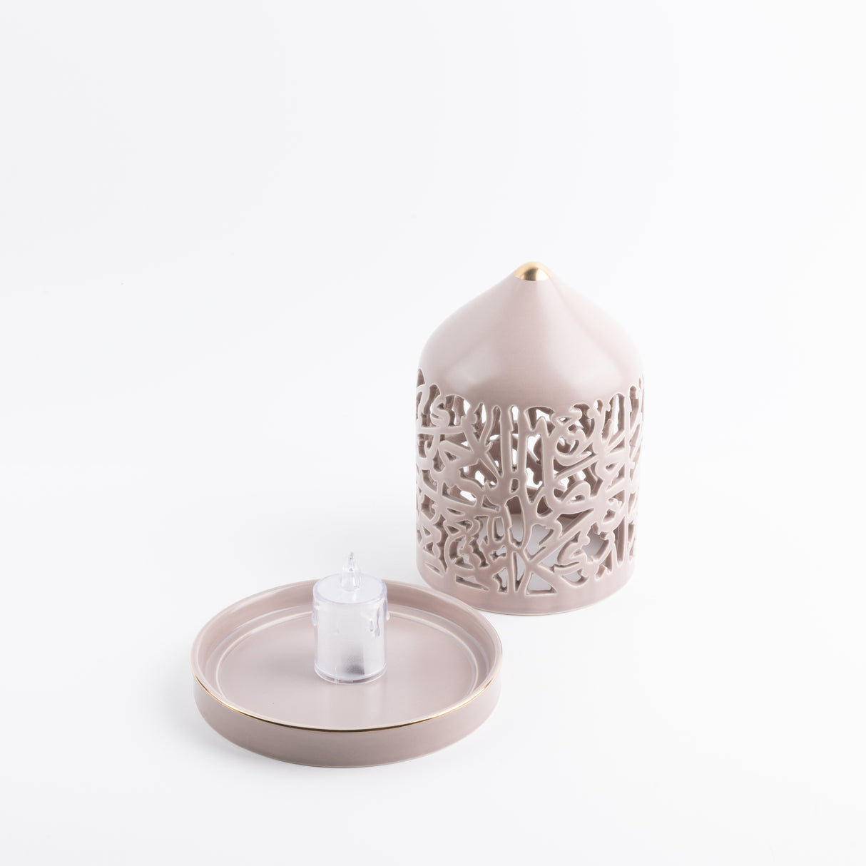 Jiwar - Medium Lantern Candle Holder - Lavender & Gold