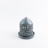 Jiwar - Medium Lantern Candle Holder - Haze Blue & Silver