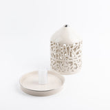 Jiwar - Large Lantern Candle Holder - Beige & Silver