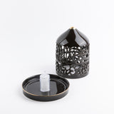 Jiwar - Large Lantern Candle Holder - Black & Gold