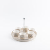 Jiwar - Arabic Coffee Cups With Holder - Beige & Silver