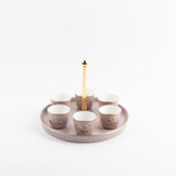 Jiwar - Arabic Coffee Cups With Holder - Lavender & Gold