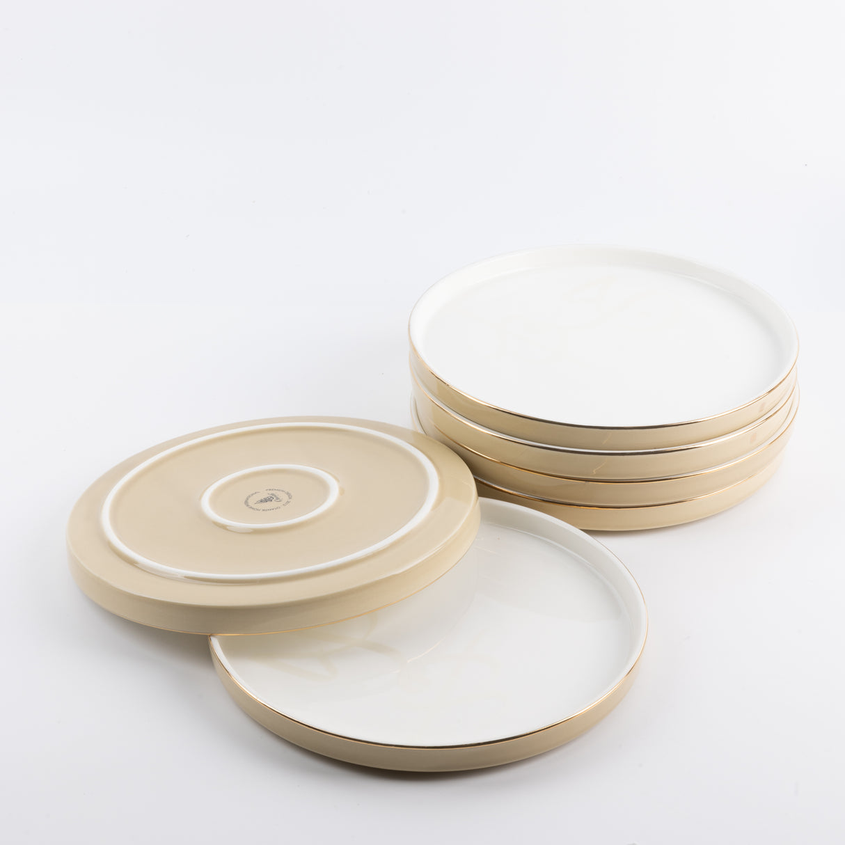 Jiwar - Dessert Serving Plates - Ivory & Gold