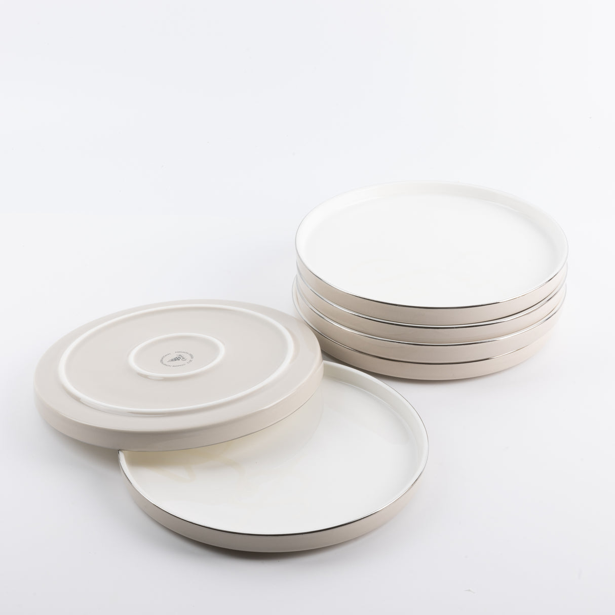 Jiwar - Dessert Serving Plates - Beige & Silver