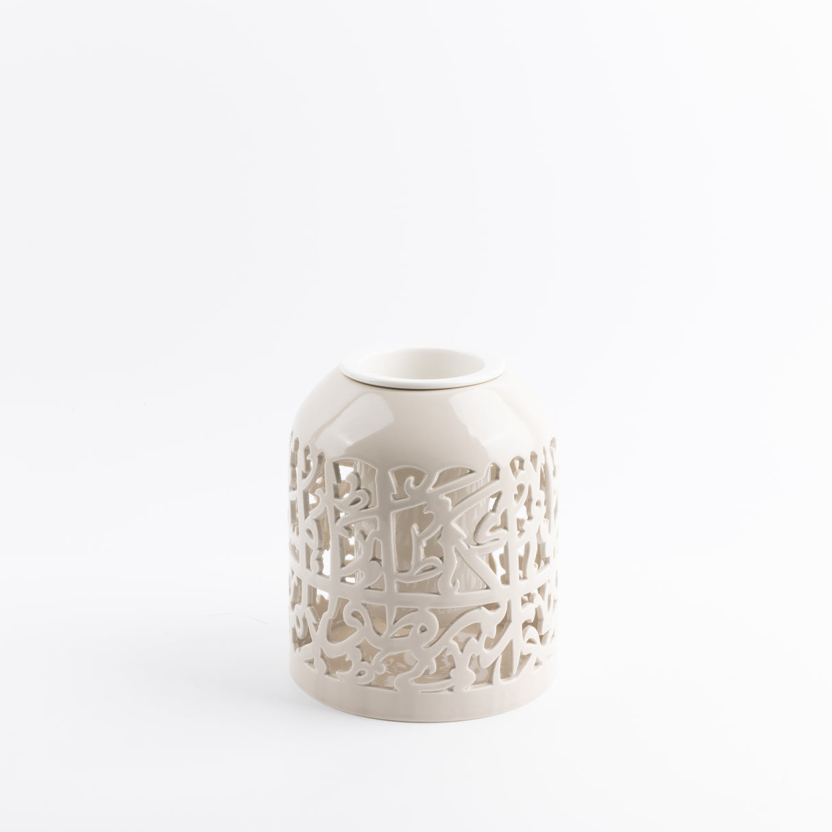 Jiwar - Large Decorative Vase - Beige & Silver