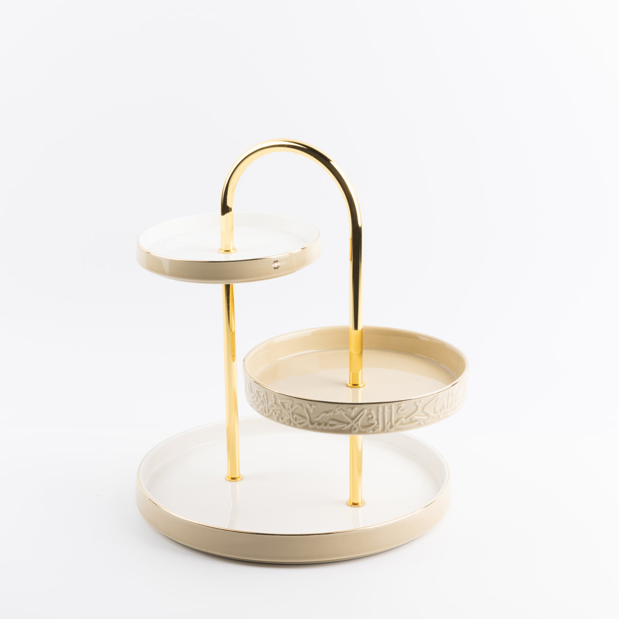 Jiwar - 3 Tier Plate - Ivory & Gold