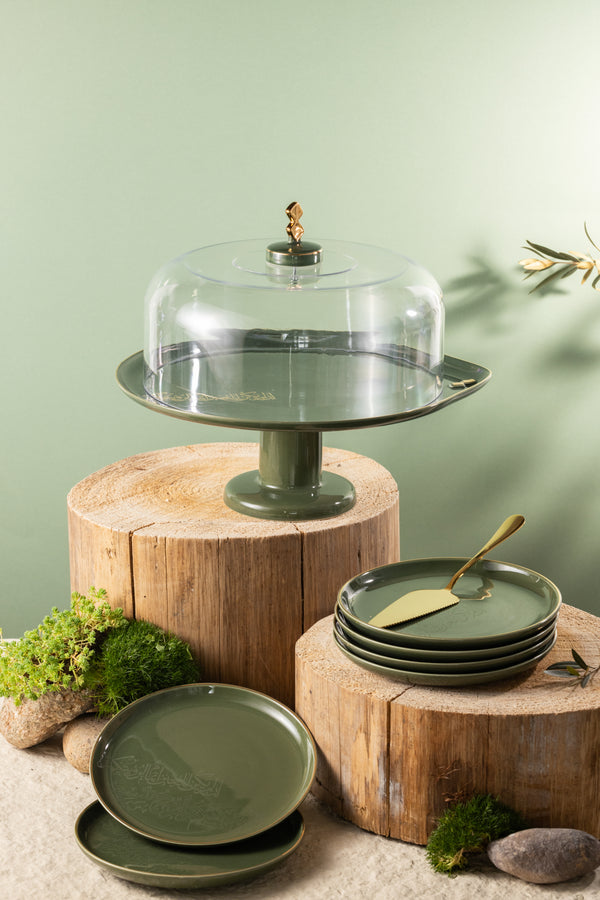 Liqa'a - Cake Set (9-Pc) - Olive Green  & Gold