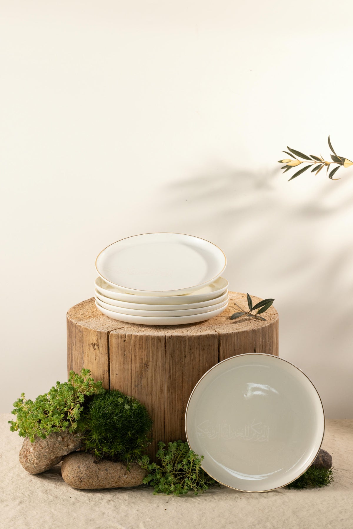 Liqa'a - Dessert Serving Plates - Pearl White & Gold