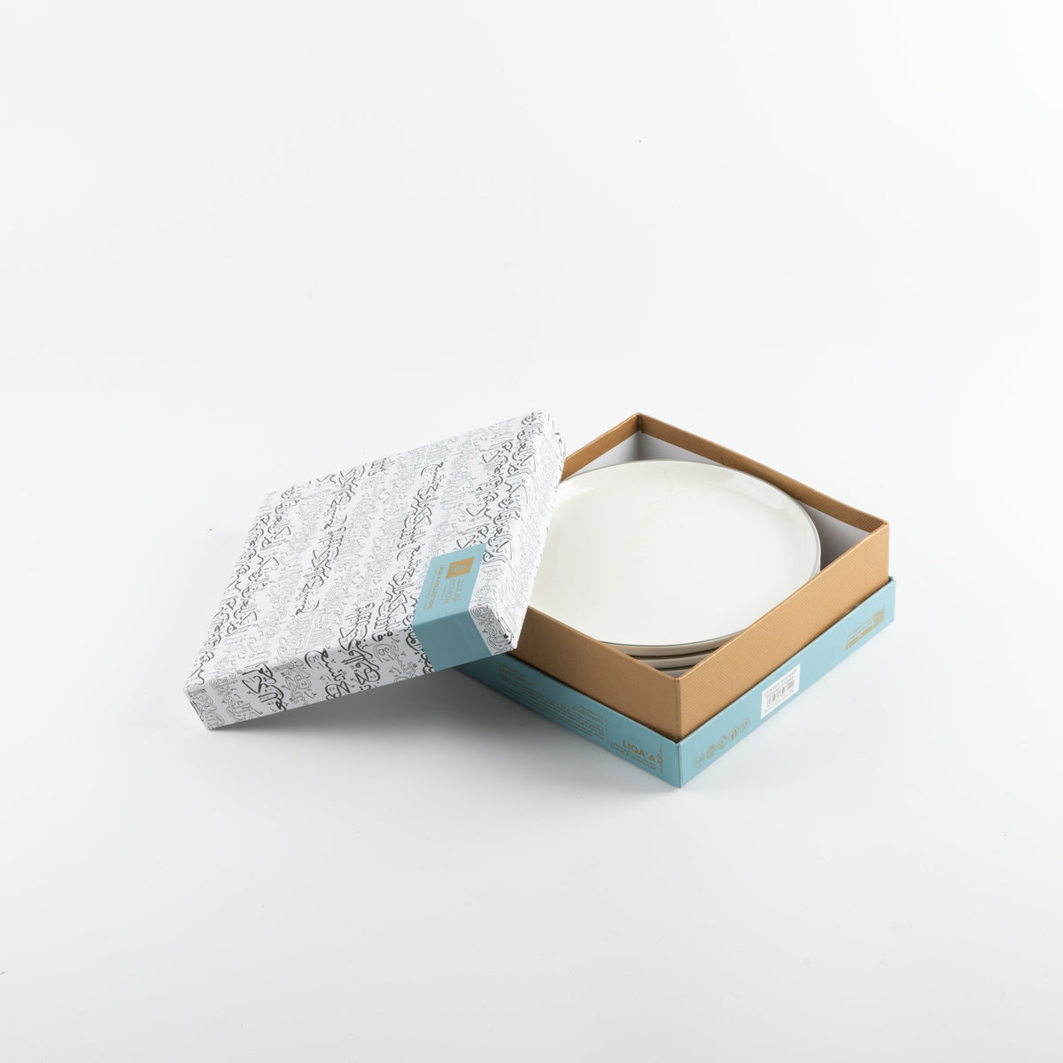 Liqa'a - Dessert Serving Plates - Pearl White & Silver