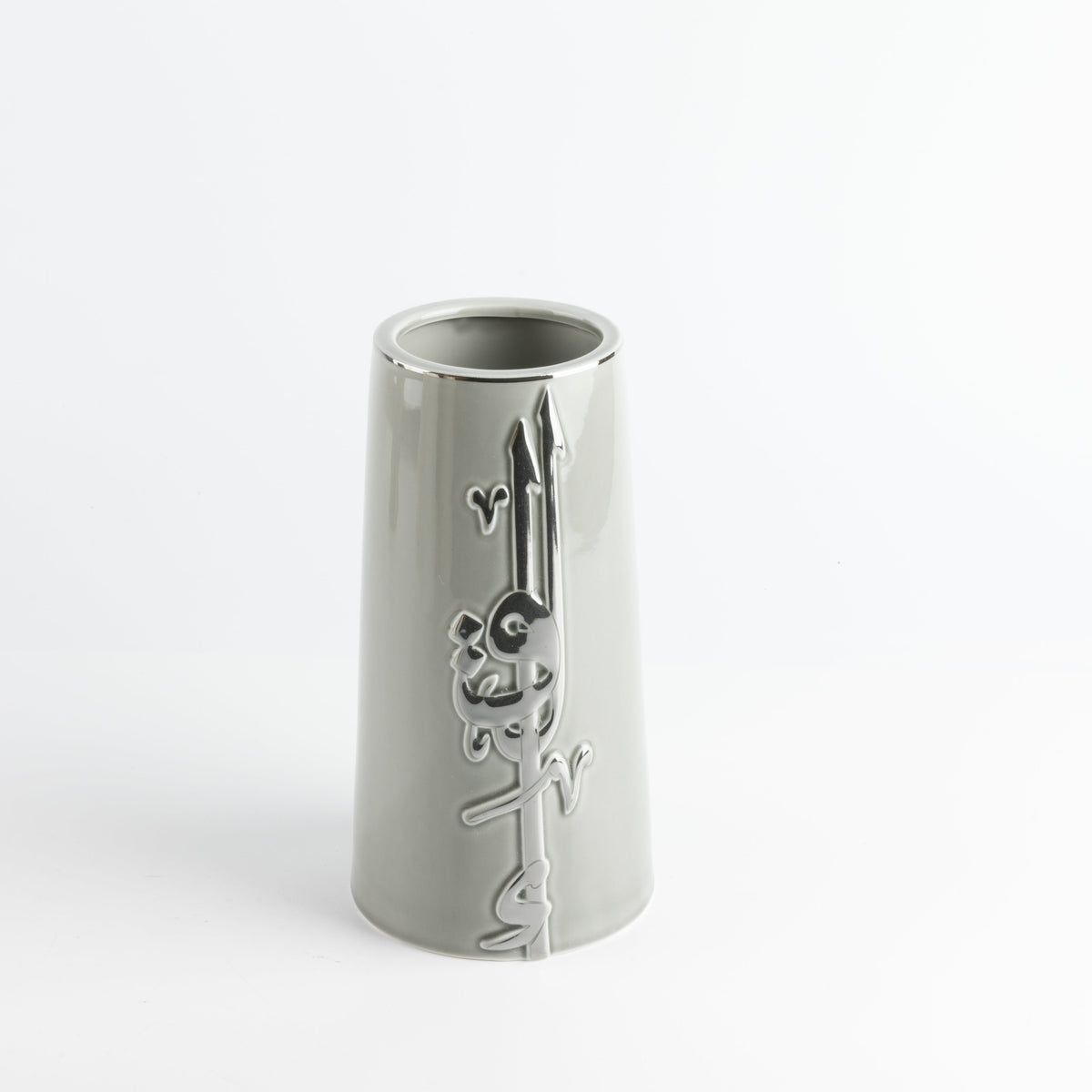 Liqa'a - Large Decorative Vase - Grey & Silver