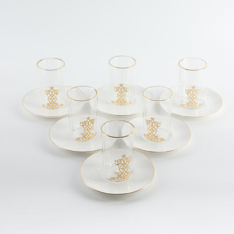 Naqsh - Tea Set (12-Pc) - White & Gold