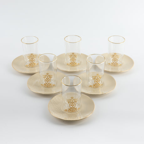 Naqsh - Tea Set (12-Pc) - Ivory & Gold