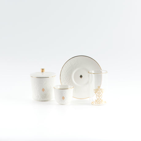 Naqsh - Tea Set (19-Pc) - White & Gold