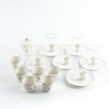 Naqsh - Tea Set (19-Pc) - White & Silver