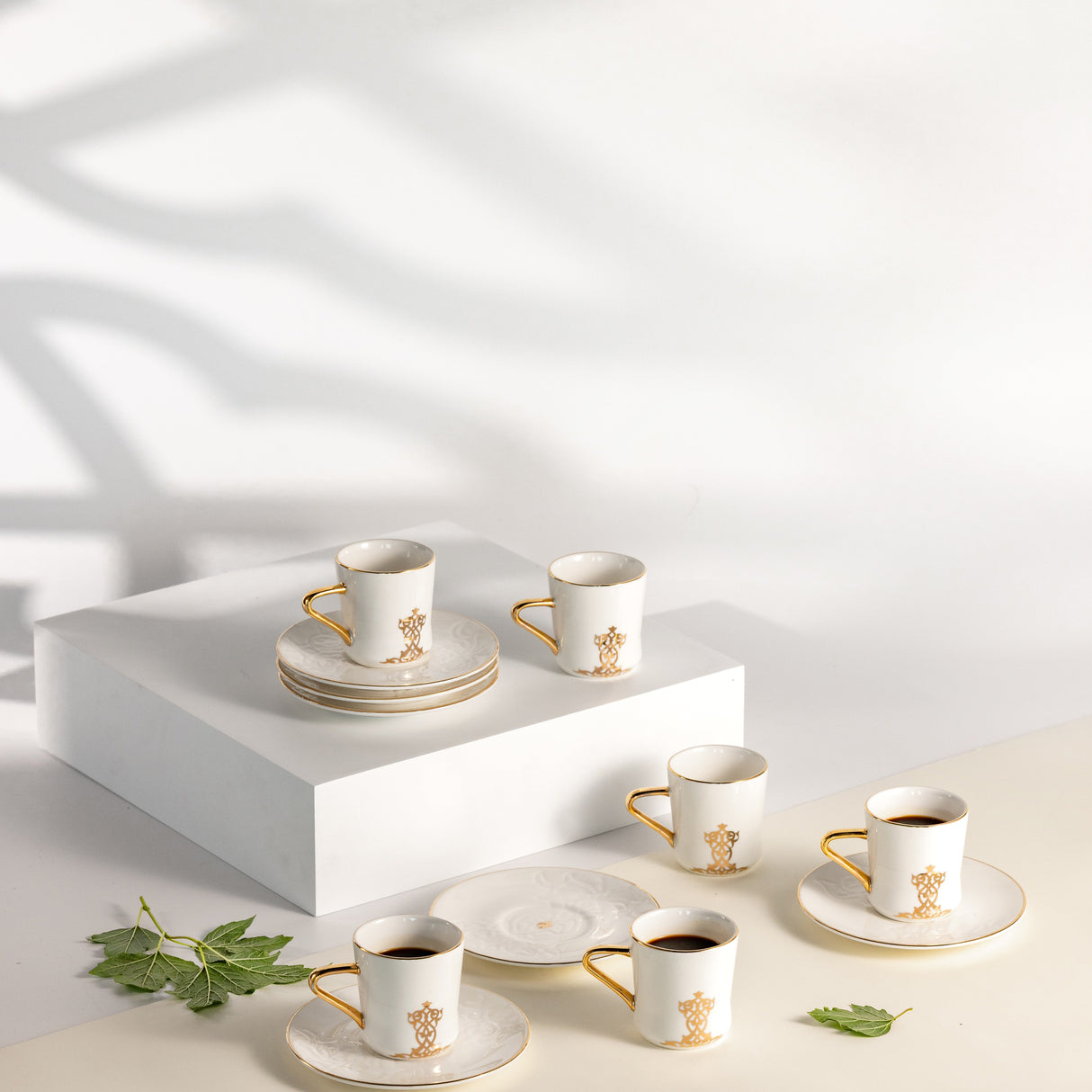Naqsh - Espresso/Turkish Coffee Set (12-Pc)-White & Gold