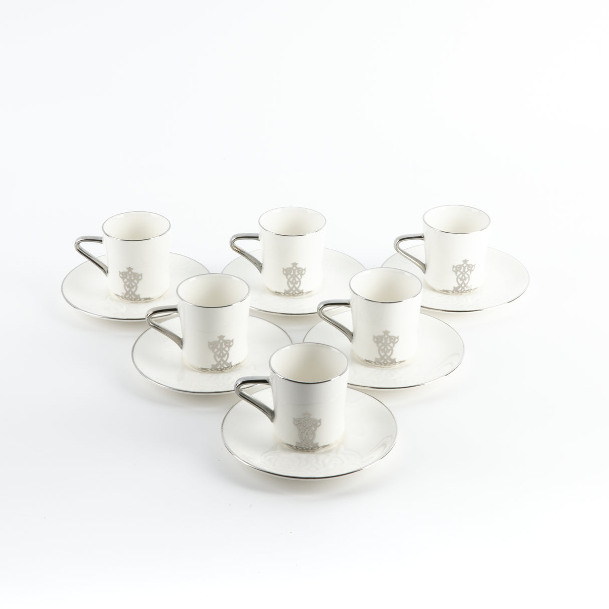 Naqsh - Espresso/Turkish Coffee Set (12-Pc)-White & Silver