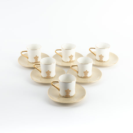 Naqsh - Espresso/Turkish Coffee Set (12-Pc)-Ivory & Gold