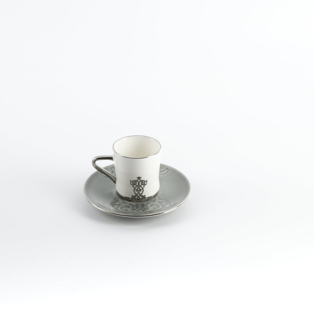Naqsh - Espresso/Turkish Coffee Set (12-Pc)-Grey & Silver