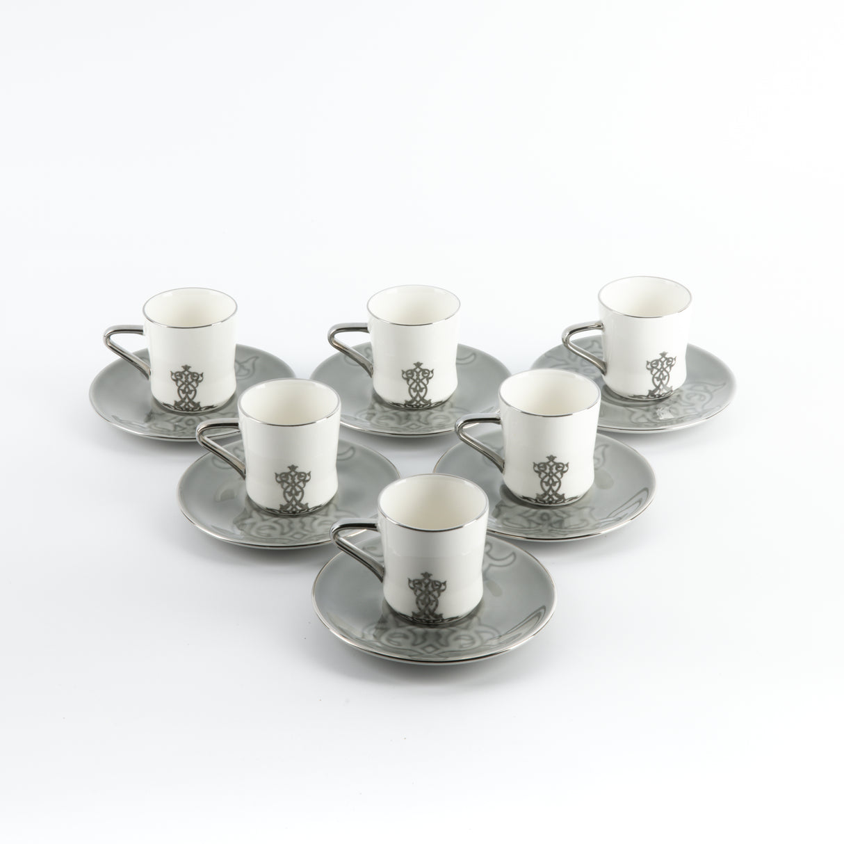Naqsh - Espresso/Turkish Coffee Set (12-Pc)-Grey & Silver