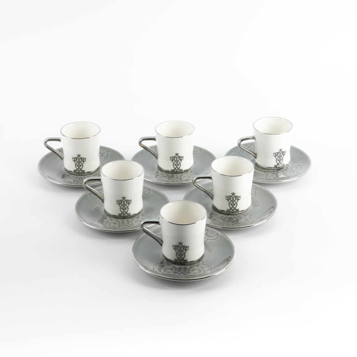 Naqsh - Espresso/Turkish Coffee Set (12-Pc)-Grey & Silver