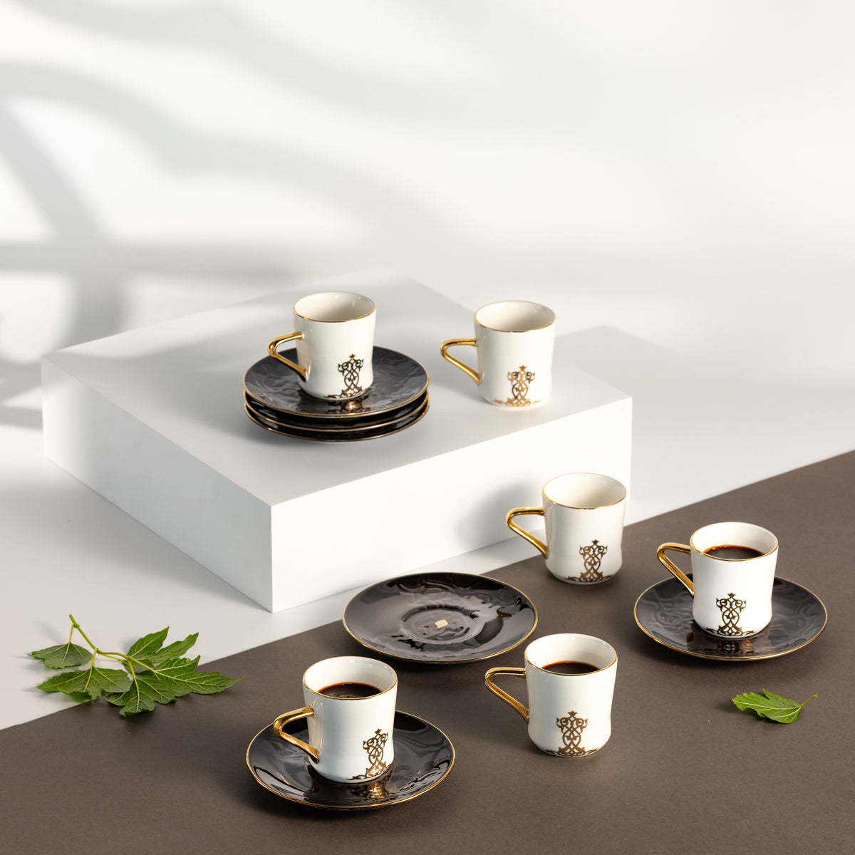 Naqsh - Espresso/Turkish Coffee Set (12-Pc)-Black & Gold