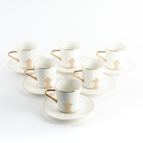 Naqsh - Cappuccino Set (12-Pc) -White & Gold