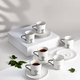 Naqsh - Cappuccino Set (12-Pc) -White & Silver