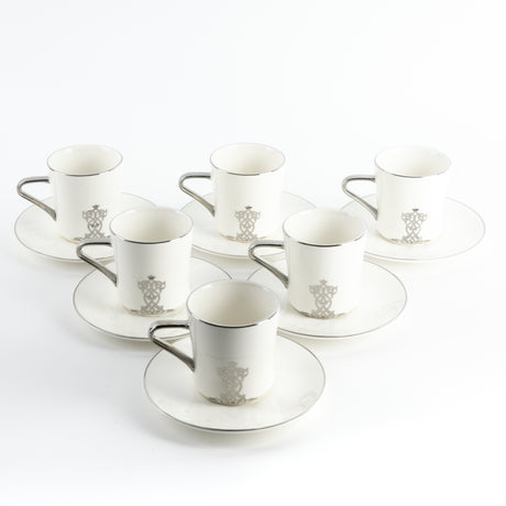 Naqsh - Cappuccino Set (12-Pc) -White & Silver