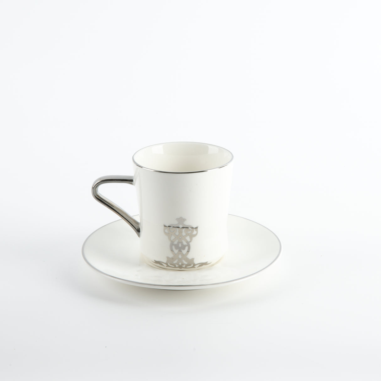 Naqsh - Cappuccino Set (12-Pc) -White & Silver