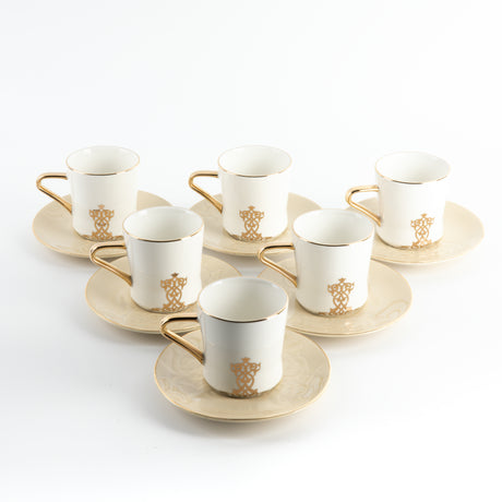 Naqsh - Cappuccino Set (12-Pc) -Ivory & Gold